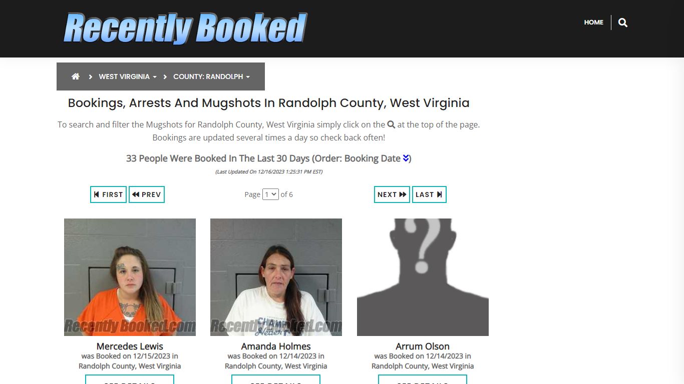 Bookings, Arrests and Mugshots in Randolph County, West Virginia